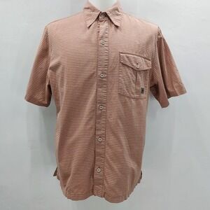 Nike ACG Button Down Shirt Striped Short Sleeve Gorpcore Men's Medium Orange